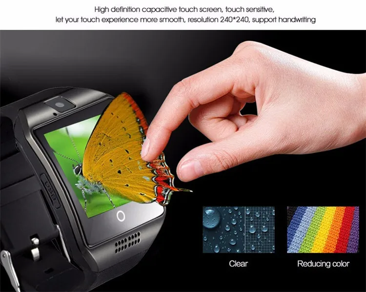 بلوتوث ساعة ذكية الرجال Q18S مع كاميرا الفيسبوك واتساب تويتر مزامنة SMS Smartwatch دعم سيم TF بطاقة ل IOS أندرويد