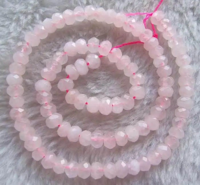 Thermal goods wholesale and retail of beautiful 15.5inch 4x6mm Natural Rose Chalcedony Hand Made Faceted Roundle Beads WJ448