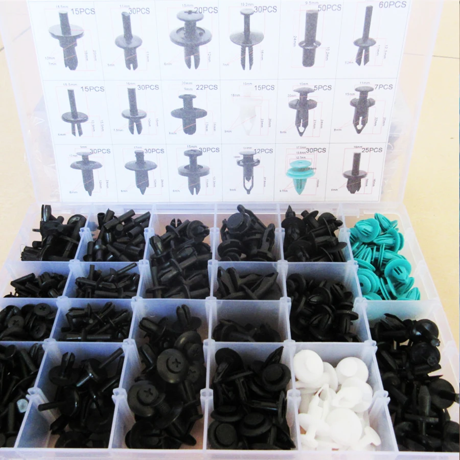 

Body Interior Assortment Car Fastener Clips Panel 456pcs/set 18 Size Bush Pin Rivet Trim Auto With