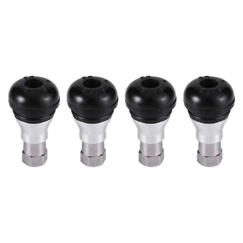 4PCS Black Car Motorcycle Chrome Alloy Tubeless Rubber Wheel Tire Valve Stems Complete TR412ac Chrome Caps