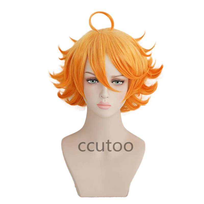

Emma Orange Mixed Short Curly Cosplay Wig Yakusoku no Neverland Synthetic Hair + Wig Cap