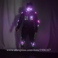 Full Color LED Luminous Robot Armor Costume With Led Mask Led Illuminated Robot Men Suit Led Growing Stage Party Event Clothes