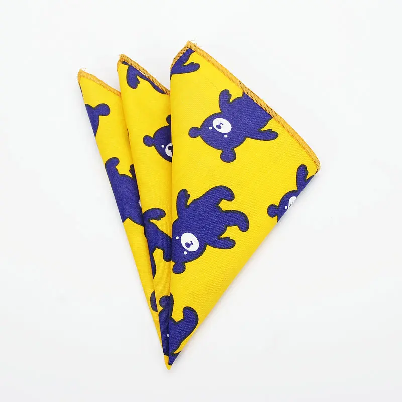 25*25cm Brand New Men\'s 100% Cotton Animals Handkerchief For Man Fish Bear Print Pocket Square Chest Towel Suits Hankies