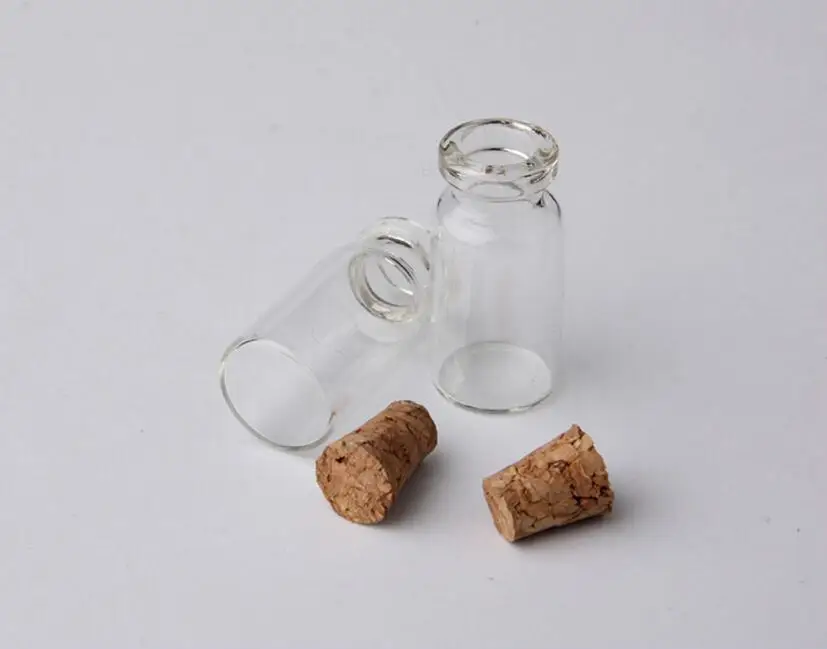 5000 x 1ml Empty Clear amber Glass Bottle With Wood Cork Mini Sample Glass Vial 1ml wishing bottle