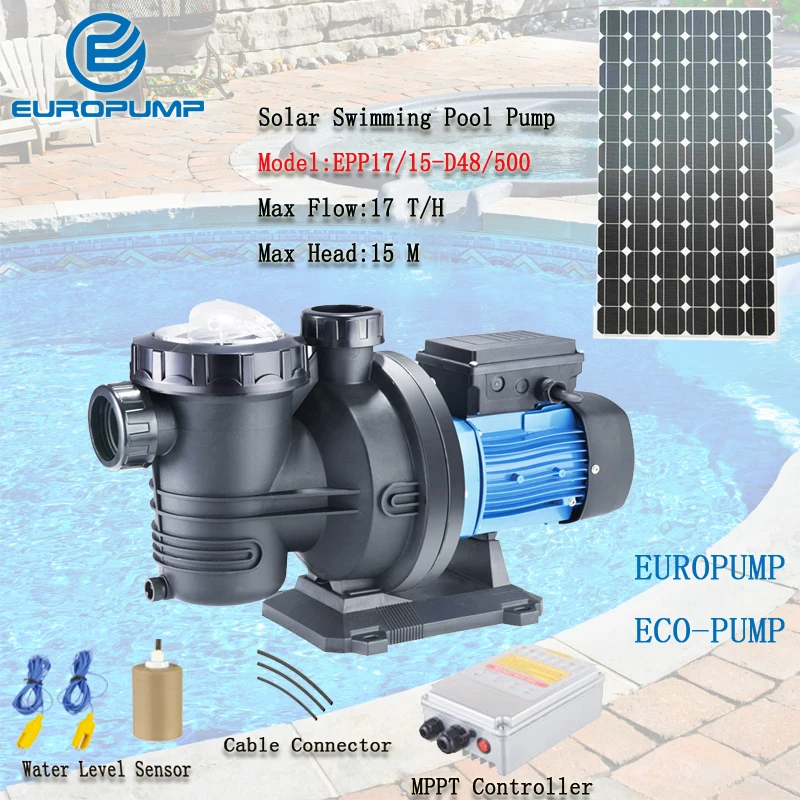 

EUROPUMP Solar Pump DC 24V solar power swimming pool pumps Max flow 17T/H Lift 15M solar surface pump MODEL(EPP17/15-D48/500)