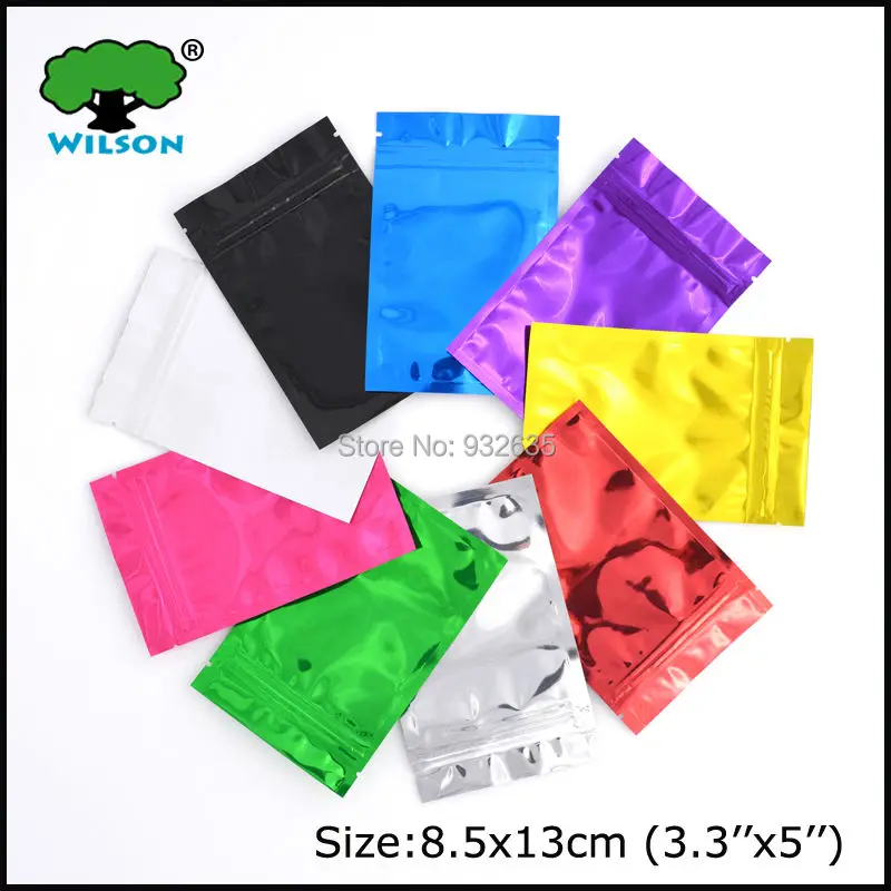 

8.5x13cm ( 3.3''x5'') Full color MOQ 100 PCS zip lock foil bags glossy appearance 3.5 mils fill tea, gift Free shipping