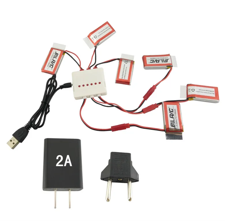 

BLLRC Charger MJX X400 X500 X800 HJ818 HJ819 FY550 JXD509G Helicopter Airplane 6PCS 3.7V 800mah Lithium Battery and Charger