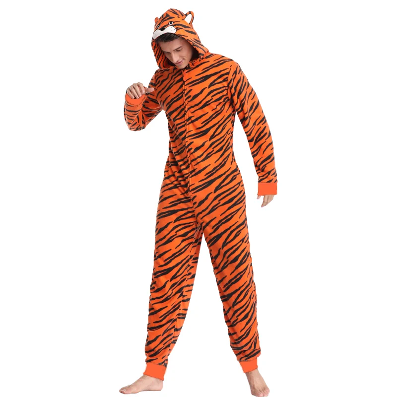 Plus Size Fleece Tiger Pyjamas Women Stitch Onesie Animal Costumes Jumpsuits Couple Coverall Pajamas Onesie For Adult Kingurumi