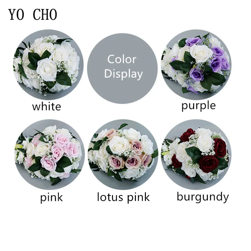 YO CHO Bride Wedding Bouquet Bridesmaid Waterfall Wedding Flower Vintage Rose Flower Marriage Party Supplies Luxurious Bouquet