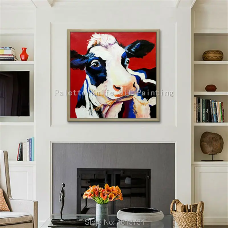 

Animal Art Oil Paintings For Living Room Wall Art Pictures Canvas Cow Acrylic Heavy Texture Painting Quadros Caudros Decoracion