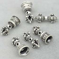 Handmade 925 Silver Dorje Bell Amulet Pure Silver Buddhist OM Mantra Dorje Bell Charms Tibetan Mala Counter Dorje Bell Pendant