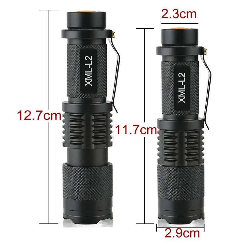 Portable light Mini zoom Tactical flashlight led torch cree xm l2 Waterproof light 18650 or 14500 Tactical frame Tail switch