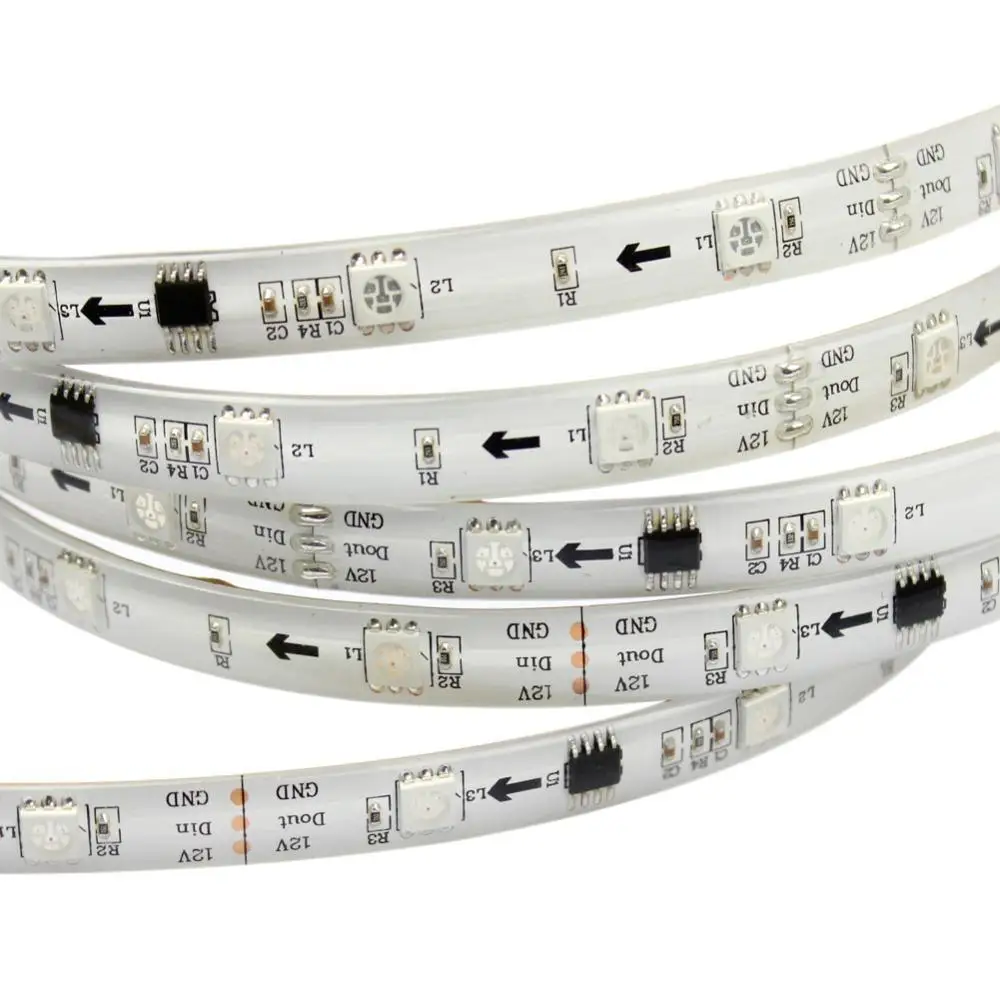 Long life 2pcs/lot 5M 5050 30IC/m RGB LED strip WS2811 IC white PCB Waterproof  LED light DC12V + Power Adapter + Controller