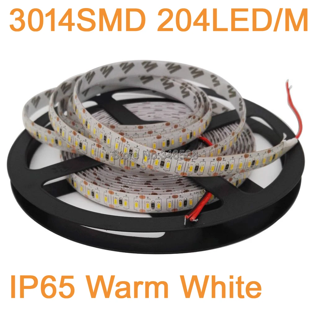 5m DC 12V 3014 taśma LED 3014 SMD 204 leds/m IP65 IP20 wodoodporna biała/ciepła biała Super jasna elastyczna taśma LED Light