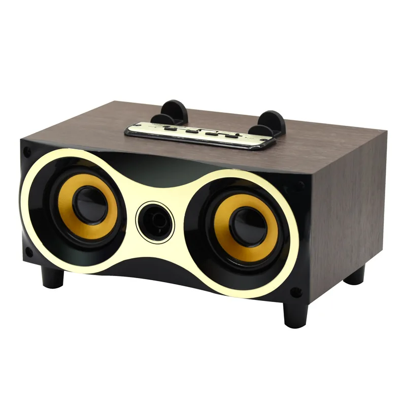 

Retro wooden bluetooth call speaker portable wireless audio TF card MP3 player FM radio music play charging battery subwoofer