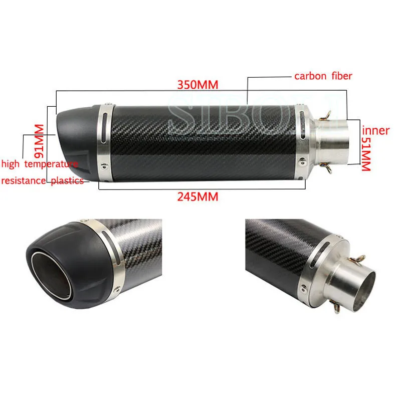 Carbon Fiber Exhaust Motorcycle Escape Modified Scooter Muffle Pipe DB Killer For ducati monster 696 ninja 400 z1000sx cb500x