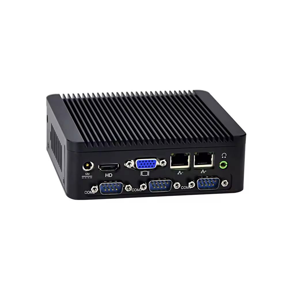 Qotom Mini PC Baytrail  j1900,4 COM Industrial micro pc 2 ethernet x86 Fanless Desktop Industrial Mini Computer