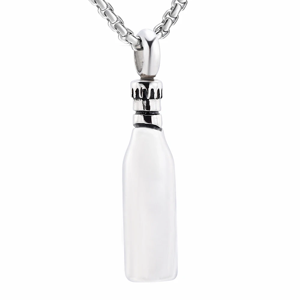 JJ001 Engraveable (Name/Date) CHEERS MOM Stainless Steel Deer Bottle Cremation Urn Necklace For Loved One Ashes