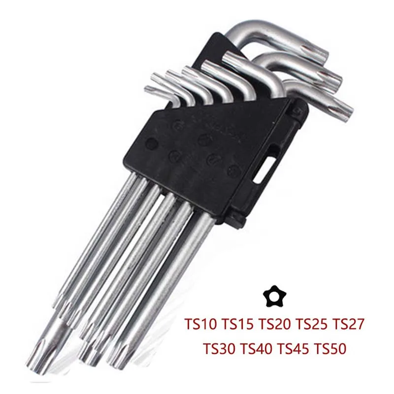 

9pcs/set L Type Screwdriver Double-End Hex Wrench Set Allen Key Hexagon Torx Pentacle Star Spanner Key Set Hand Tools T10-T50