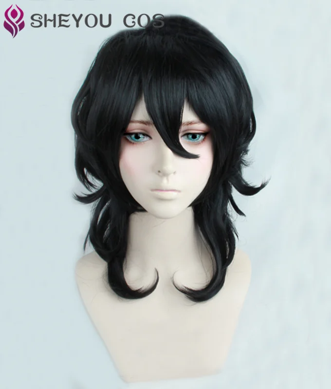 Game Anime Ensemble Stars Sakuma Rei 40cm Short Black Hair Heat Resistant Cosplay Costumes Cos Hair Wigs + Wig Cap