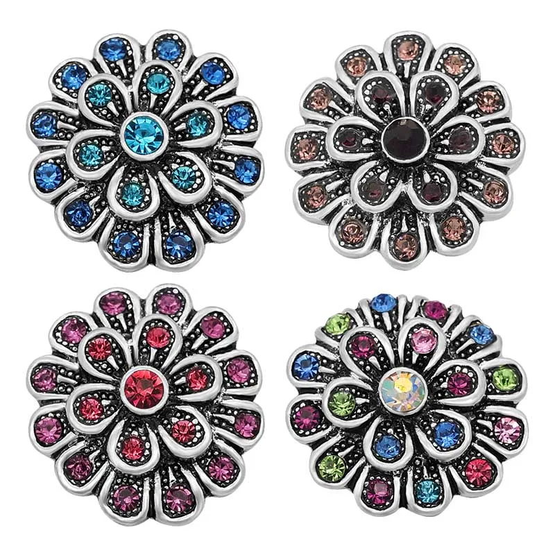 New KZ3114 Beauty Elegant Rhinestone daisy flowers 20MM snap buttons fit snap jewelry wholesale