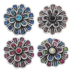 New KZ3114 Beauty Elegant Rhinestone daisy flowers 20MM snap buttons fit snap jewelry wholesale