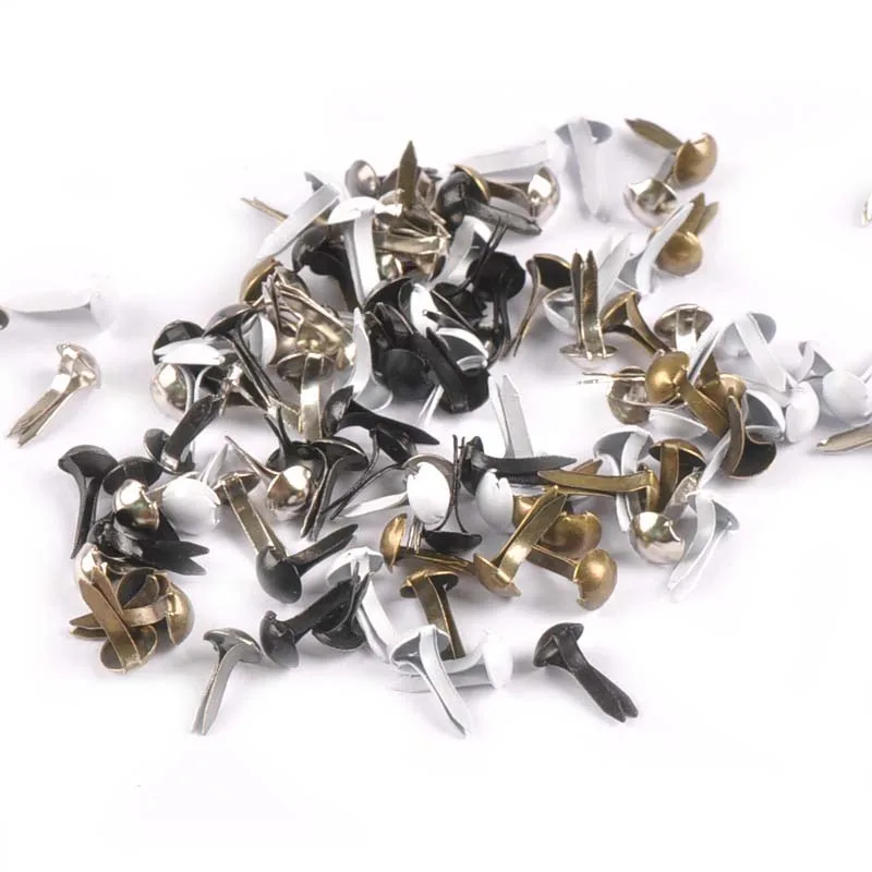 100 sztuk 5x10mm Mix okrągłe sztyfty zapięcia zdobienie dla Scrapbooking dostaw DIY metalowe rzemiosła akcesoria buty wystrój c2147