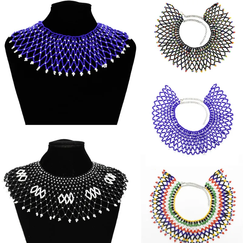 Vintage Ethnic Tribe Long Tassel Color Resin Bead Bib Statement Necklace Collier Women Wedding Choker African Plastron Jewelry