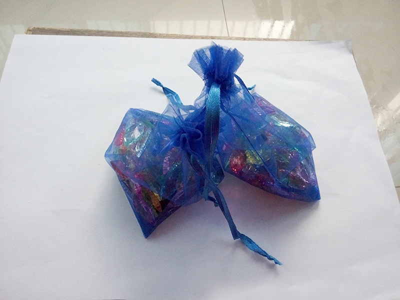 

1000pcs 11*16 Blue gift bags for jewelry/wedding/christmas/birthday Organza Bags with handles Packaging Yarn bag