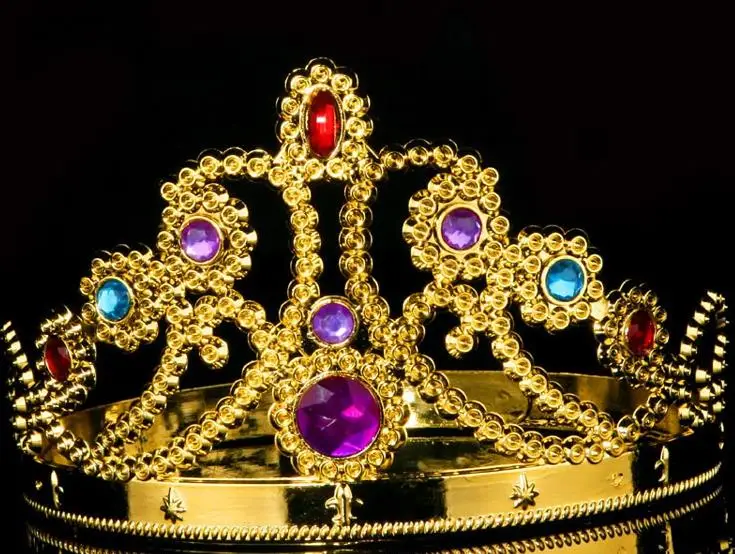 Fashion Cosplay Crown King Headwear Queen Grommet Royal Crown With Diamond Decoration Halloween Party Supplies