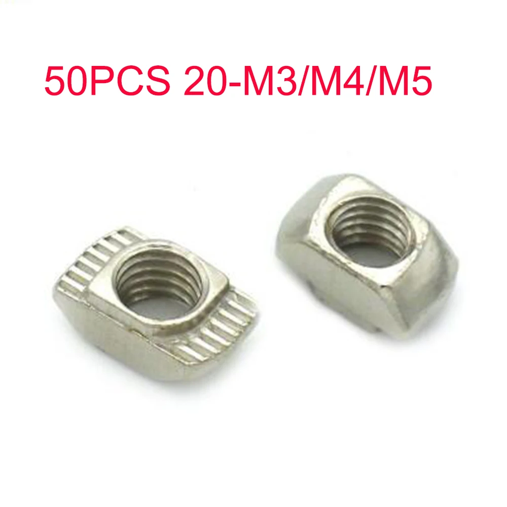 

50PCS 10.3x6MM Drop In T-Nut M3/M4/M5 Thread For 2020 Series T-Slot Carbon Steel