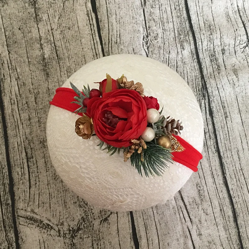 

Christmas Red White Flower Headband