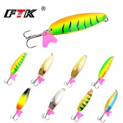 FTK 1pc 25g 30g 35g Fishing Lure Double Spoon Lure With Treble Hook Spinner Bait Metal Jigging Hard Bait For Pike Carp Fishing