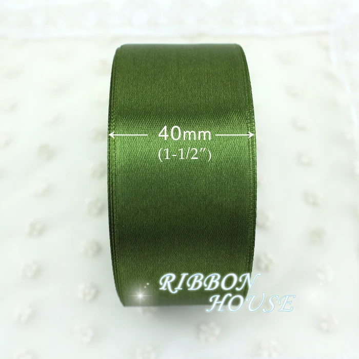 (25 yards/roll) 40mm Olive Green Webbing Decoration Ribbon Single Face Satin Ribbon Gift Christmas Ribbons