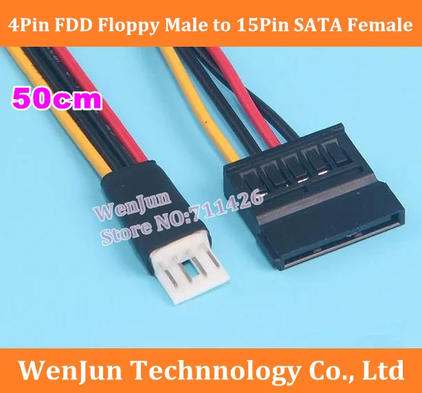 

100PCS/LOT Free Shipping 4Pin FDD Floppy Male to 15Pin SATA Female Adapter Converter Hard Drive Power Cable Cord