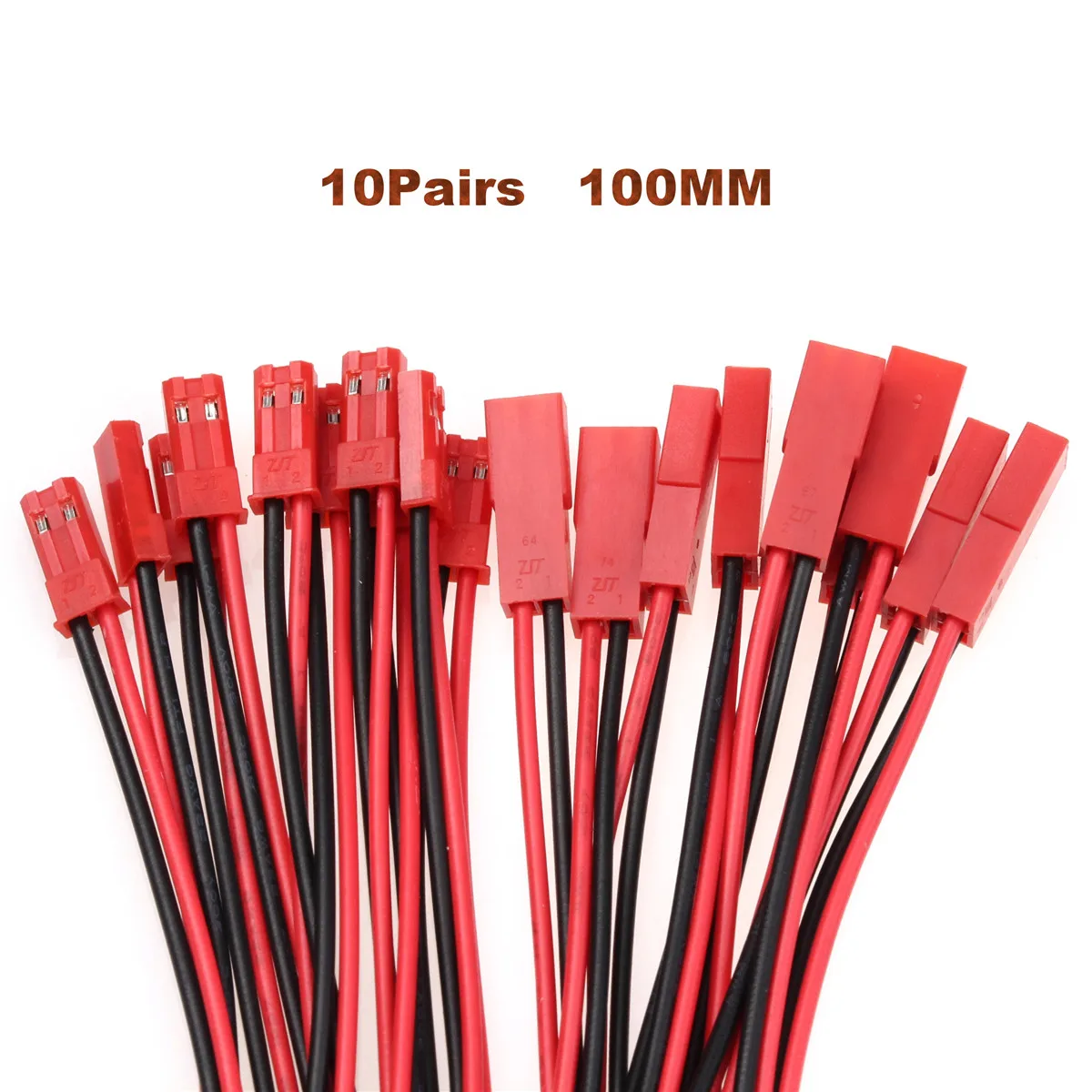 10Set 100mm Male Female Connector JST Plug Cable For RC BEC Battery Helicopter DIY FPV Drone 2 Pin Connectors Terminals