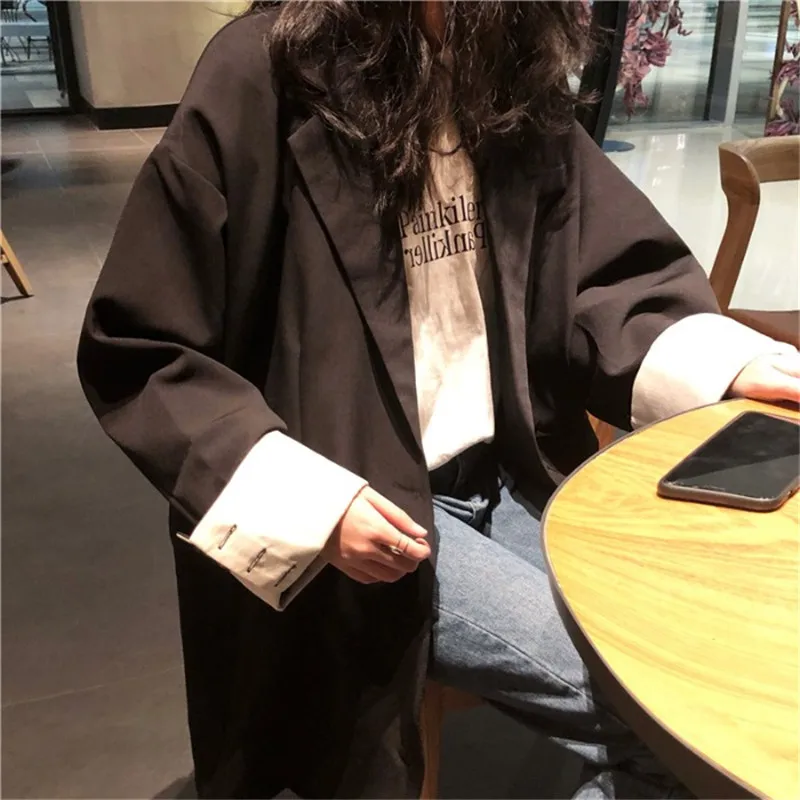 2022 Spring Autumn Jackets Women Clothes Notched Collar Pockets Vintage Outwear Fall Single Button Loose Blazers Suit Woman X667