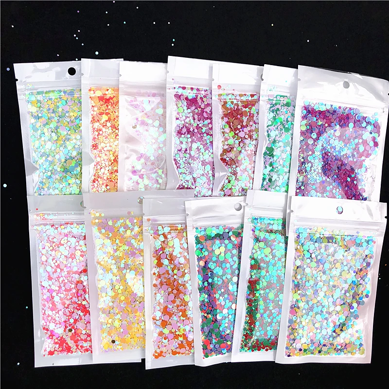 20g Multi Size 1mm 2mm 3mm 4mm dot Nail Sequins Flat Round Sequin Nail Beauty Stickers Lady Girls manicure Glitter Paillettes