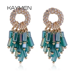 Nowości Rhinestone Crystal Golden Drop Dangle kolczyki dla dziewczyn kobiety moda kreatywne kolczyki Drop-Shipping 4110