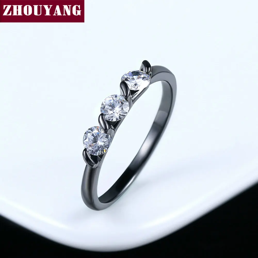 ZHOUYAN Engagement Wedding Ring For Women Classic Simple CZ Austrian Crystal Dainty Ring Rose Gold Color Fashion Jewelry R067