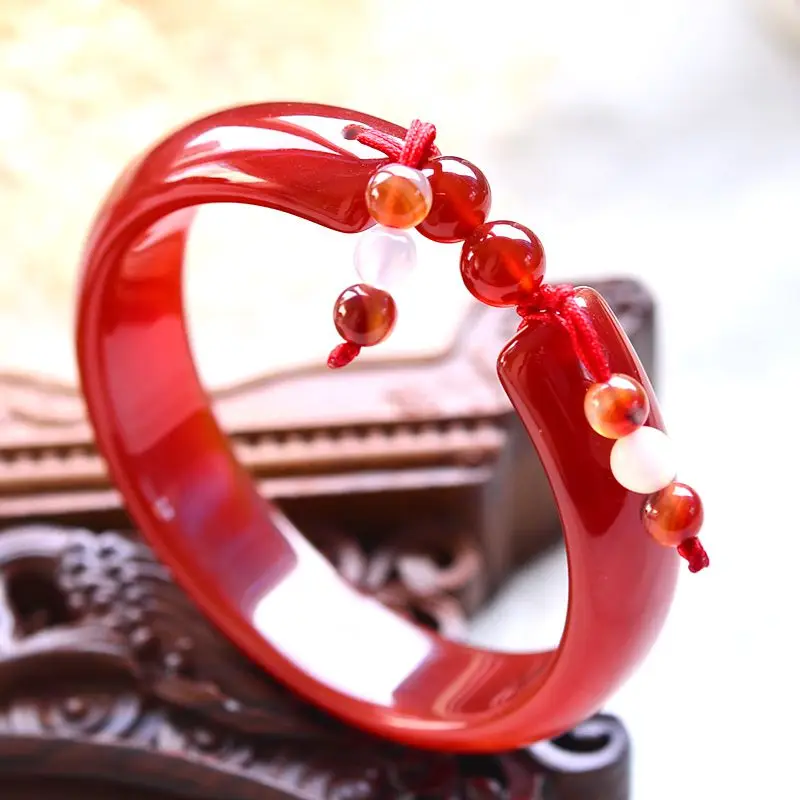 Hand-Polish Nature Beautiful Red Agate Carnelian Bracelet 2018 New Style Bangle Artless Bracelet*Free Gift Box*Certificate