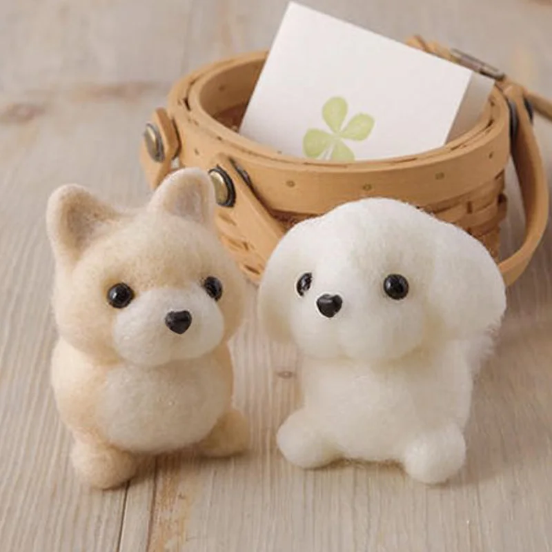 Non-Finished Creative Lovely Dog Pet Toy Doll Wool Felt Poked Kitting Non-Finished DIY Handcarft Wool Felting Material Package