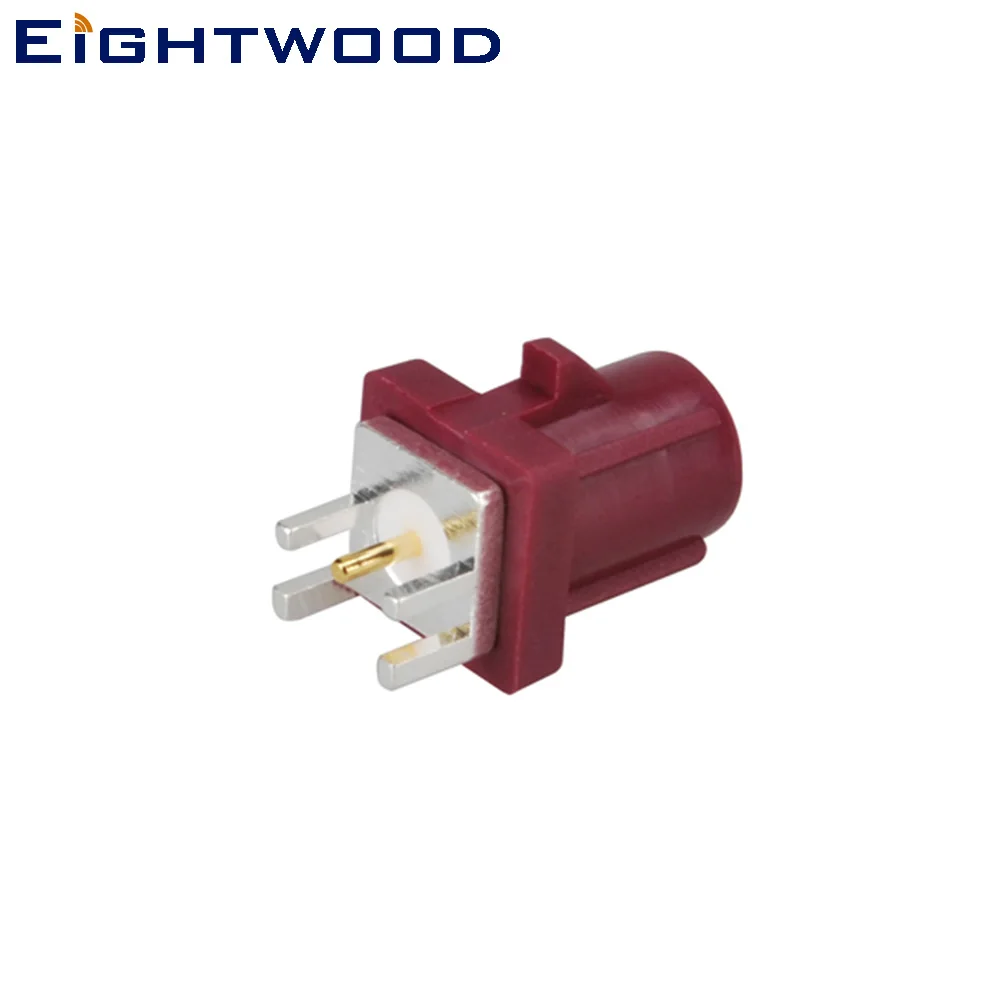 Eightwood Fakra D Plug Male End Launch PCB Mount RF Connector Straight Bordeaux Violet Car GSM Automotive Satellite Radio 5PCS