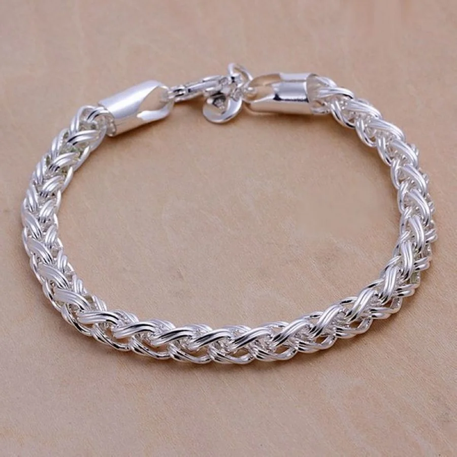 Wholesale Silver color Bracelets Jewelry chain women lady men 6mm 4MM high quality valentine gift beautiful factory price H070