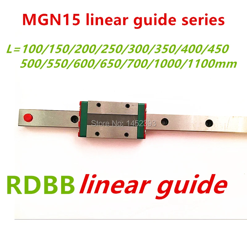 

15mm Linear Guide MGN15 100 150 200 250 300 350 400 450 500 550 600 700 mm linear rail + MGN15H or MGN15C block 3d printer CNC