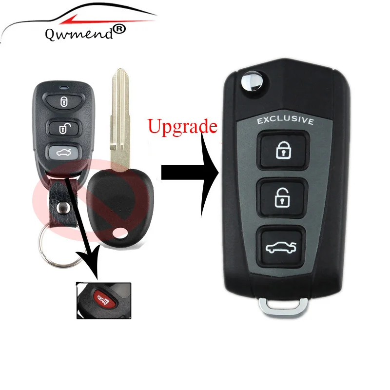 3+1 Buttons Flip Key Shell + Key Blank Refit For HYUNDAI Sonata YF Genesis Coupe 2006-2013 Remote key shell Fob