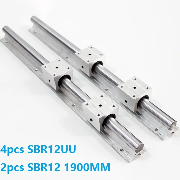 

2pcs SBR12 1900mm support rail linear guide rail + 4pcs SBR12UU linear bearing blocks for CNC parts