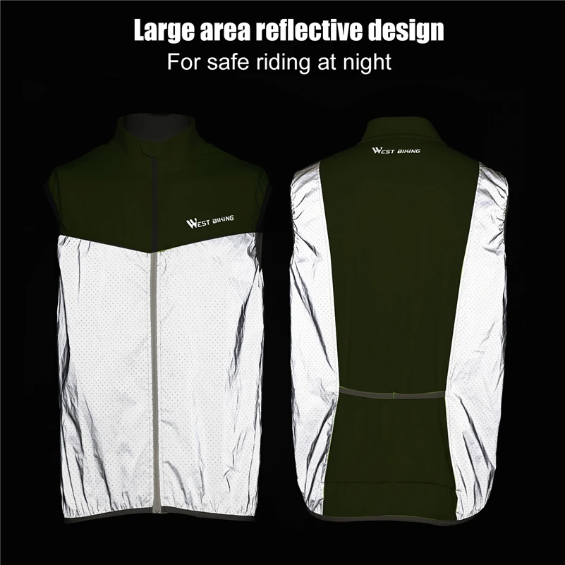 WEST BIKING Cycling Vest Windproof MTB Bike Bicycle Breathable Reflective Clothing Men Women Safety Sleeveless Cycling Jacket