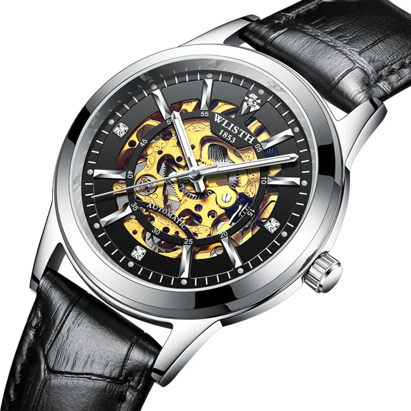 2019 Wlisth Top Brand Men's Business Luxury Clock Hollow-out Automatic Mechanical Watch Night Light Waterproof Leisure Watches image 4