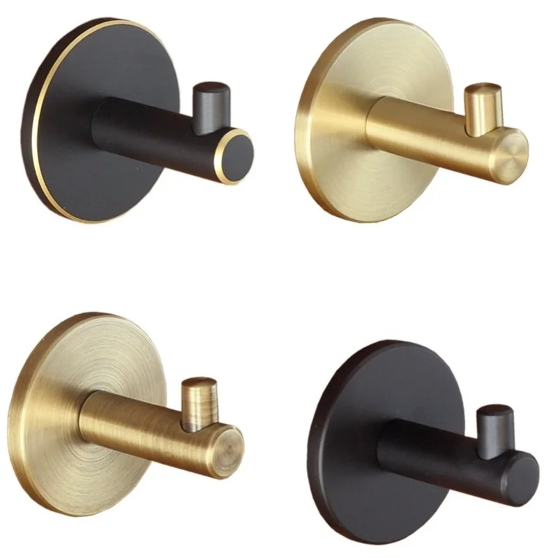 

Solid Brass Brushed Gold Coat Hook Nordic Simple Clothes Hook Wall Hook For Kitchen, Bathroom, Living Room Black Hook Up